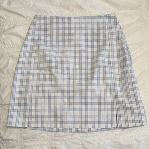 Brandy Melville Light Blue and White Checkered Skirt